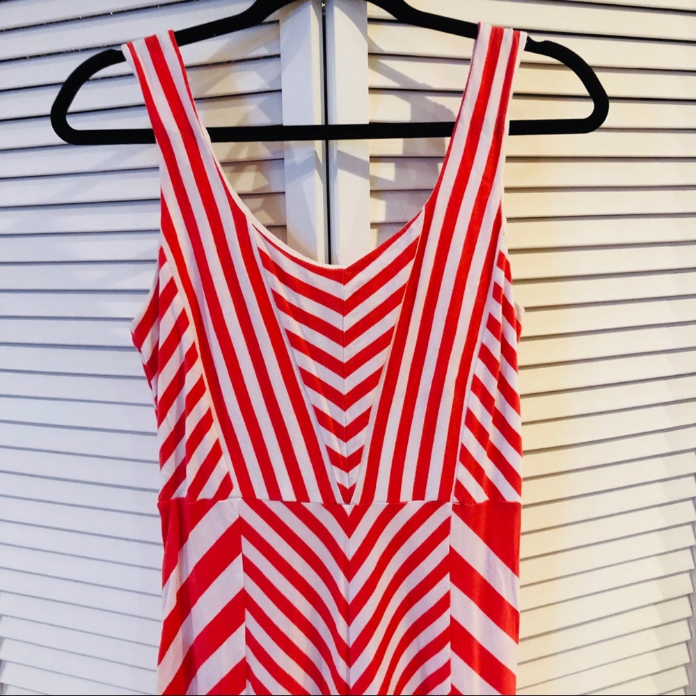 Coral & White Striped Maxi Dress